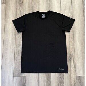 Reebok Men's Performance Tee Black Polyester Short Sleeve T Shirt Size Medium